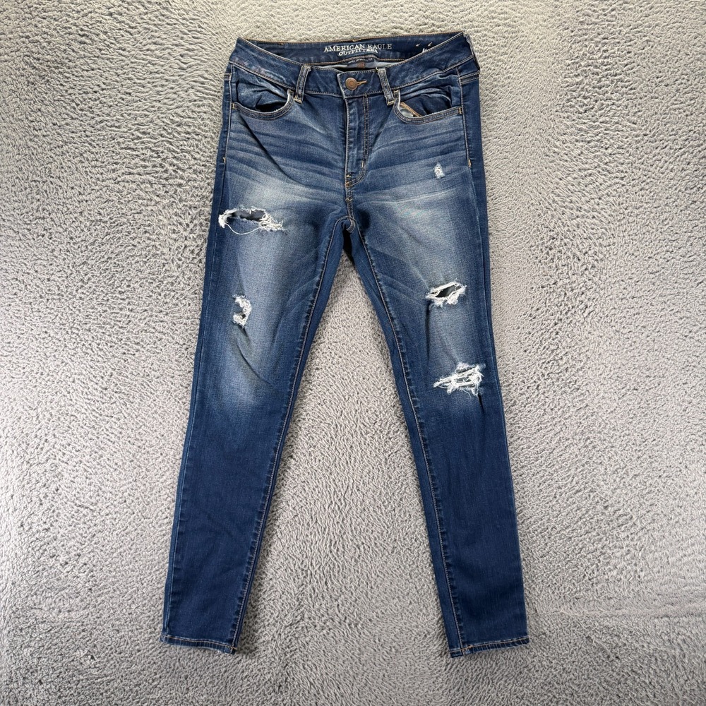 American Eagle Outfitters Jeans Women 10 Blue Cotton Denim Jegging Faded Stretch
